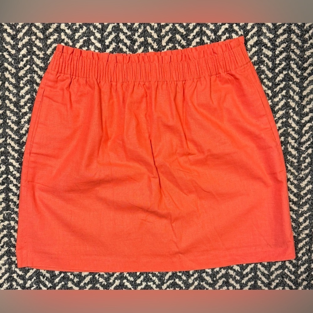 J CREW Pull On Linen Blend Skirt in Orange Size 10